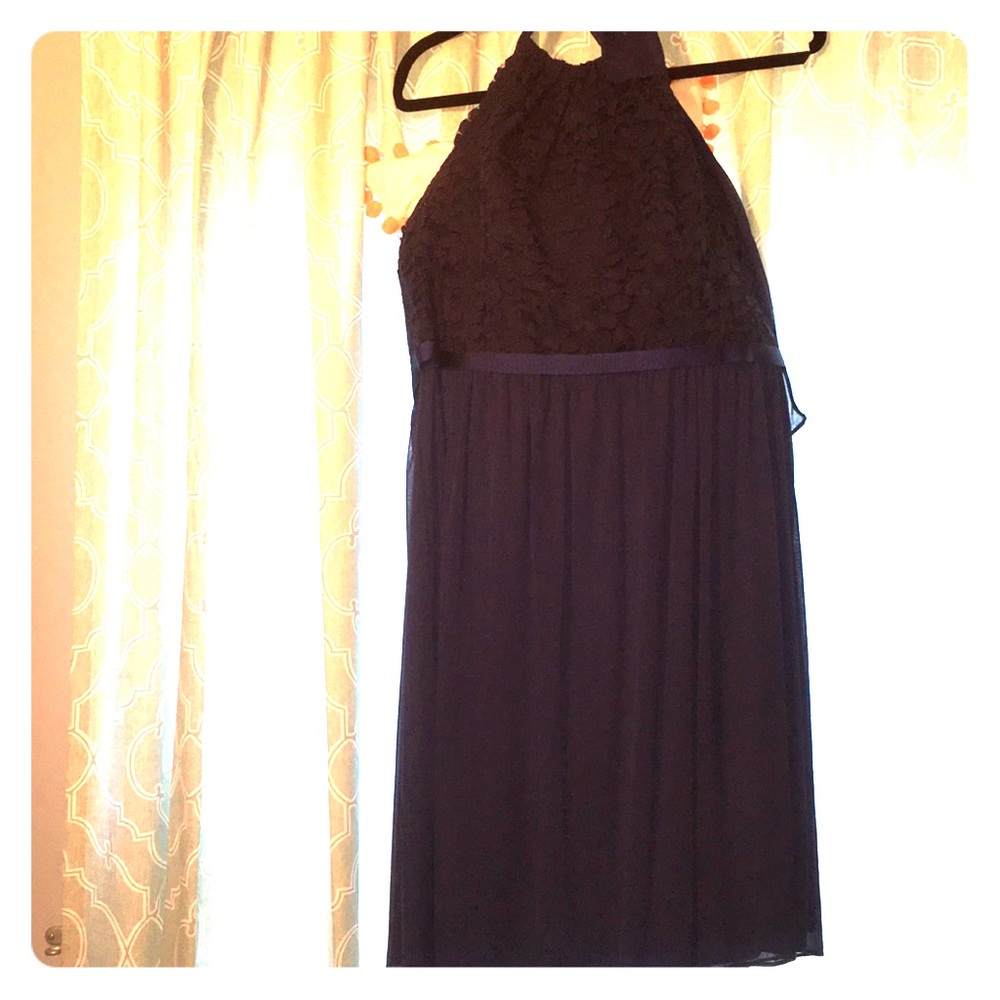 Short navy blue homecoming/bridesmaid dress